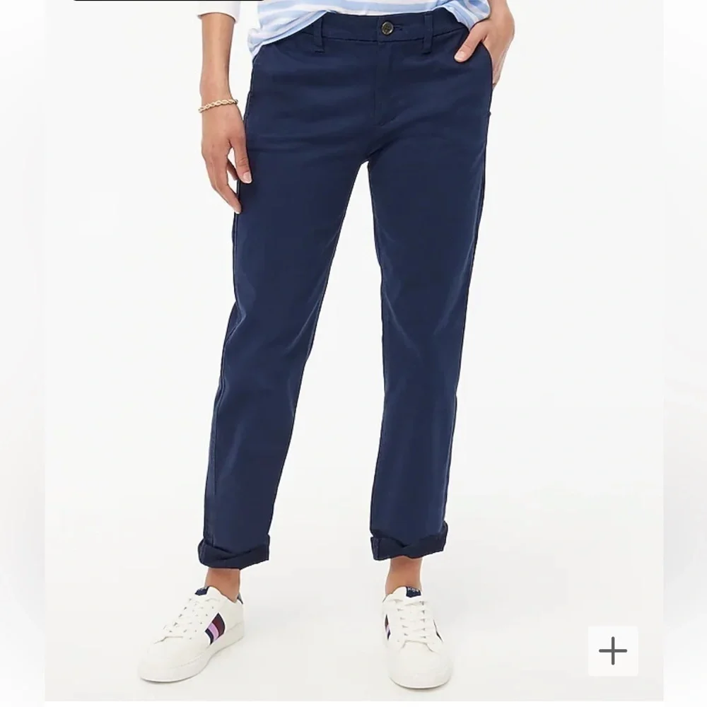 J Crew Navy Blue Petite 12 High Rise Girlfriend Chino Pants